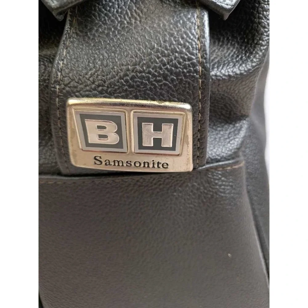 Samsonite Black Pebbled Faux Leather Briefcase Satchel With Lock Key‎